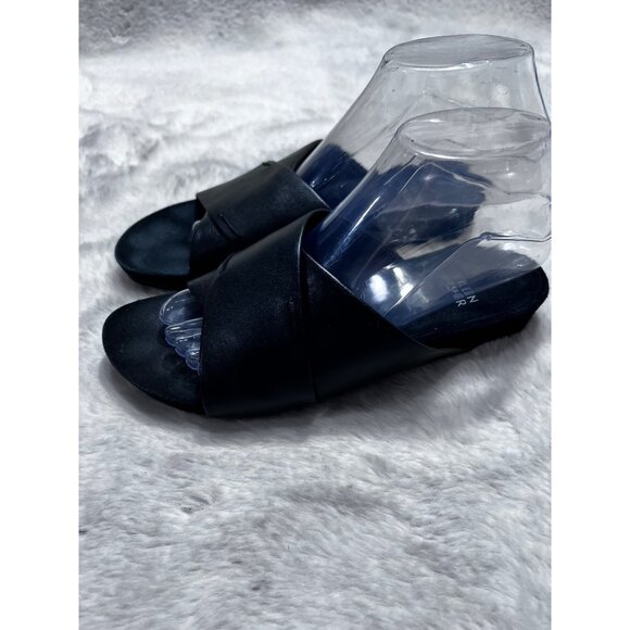 Eileen Fisher Womens Black Leather Open-Toe Slip-On Sandals Size 7.5 - Picture 4 of 8